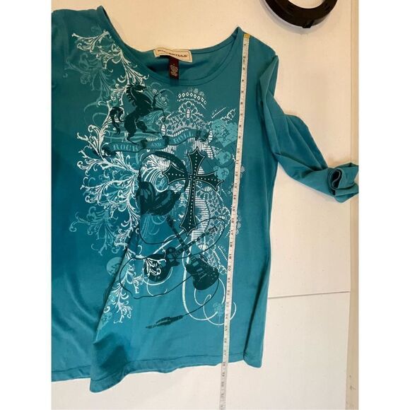 Bit & Bridle women’s too long sleeve bluish embellished - Picture 4 of 6